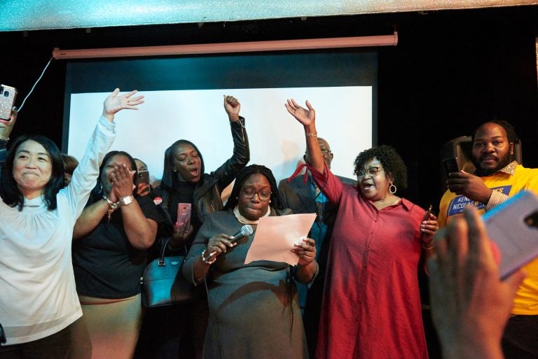 Kendra Brooks at her victory party on Nov. 5 in North Philadelphia. (Natalie Piserchio for WHYY)