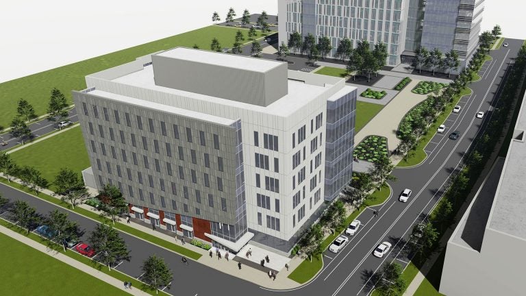 An artist’s conception drawing shows the $36 million FinTech hub building planned for the University of Delaware’s STAR Campus in Newark. (Courtesy of the University of Delaware)