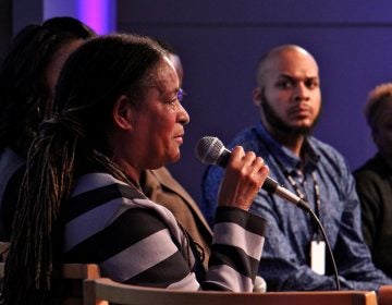 Renée McDonald of Mothers In Charge talks about the shooting deaths of her nephews during a discussion with journalists on how to improve gun violence reporting. (Emma Lee/WHYY)