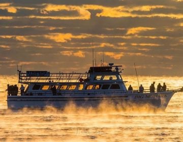 A fishing boat is enveloped by sea smoke off Spring Lake, New Jersey on Saturday, November 9. (Image courtesy of Mike Casella)
