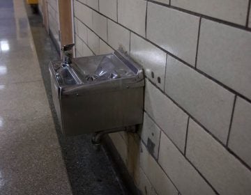 File photo: Water fountains at a Philadelphia charter school in 2019 are turned off because of lead in the plumbing. (Kimberly Paynter/WHYY)