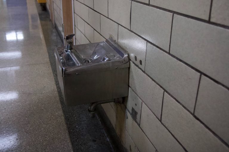 File photo: Water fountains at a Philadelphia charter school in 2019 are turned off because of lead in the plumbing. (Kimberly Paynter/WHYY)