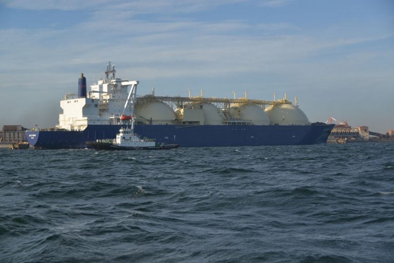 A tanker carrying liquified natural gas unloads its cargo at the port of Yokohama, Japan.  Exports of Pennsylvania shale gas began in the spring of 2018, and are expected to increase.  (Hiroo Saso)