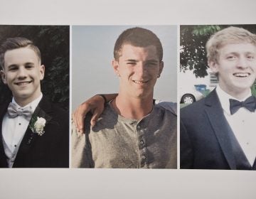 (From left) Jimi Patrick, 19, Dean Finocchiaro, 19, and Thomas Meo, 21, along with Mark Sturgis, 22, (not pictured) were murdered in July 2017. Sean Kratz was found guilty of first-degree murder for the slaying of Finocchiaro and guilty of voluntary manslaughter in the deaths of Meo and Sturgis. Kratz's cousin, Cosmo DiNardo is serving four life sentences for the murders of the four men. (Kimberly Paynter/WHYY, file)