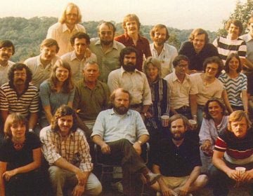 The team known informally as the “environmental strike force,” in 1974. Front row, left to right: Elissa Parker; Barb Brandon; Pat McGinley; Bill Eichbaum; Jack Krill; Betsy McCoubrey; Tom Burke; Dennis Coyne; Dennis Strain. Second row, left to right: Eric Pearson; Paul Burroughs; Maxine Woelfling; Bill Oberdorfer; John Carroll; Karin Carter; Tom Oravetz; Bob Shusterman; Fran Dubrowski; Dennis Harnish; Ward Kelsey. Back row, left to right: Gene Dice; Tim Weston; Doug Blazey; Doug White (behind Blazey); Drew Dorfman; Dick Ehmann; Terry Bossert; Bob Yuhnke; Jim Rochow; Ralph Kates; Mike Alushin. (Provided)