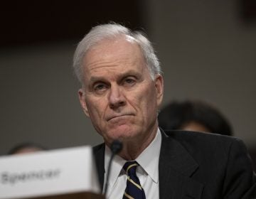 Secretary of the Navy Richard Spencer has been pushed out over his handling of the case of a Navy SEAL accused of war crimes. Spencer is seen here testifying during a Senate Armed Services Committee hearing in April. (Alex Edelman/Getty Images)