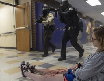 Authorities perform an active shooter drill at Park High School on April 27, 2018 in Livingston, Mont. Some experts question the methods of active shooter drills. (William Campbell/Corbis via Getty Images)