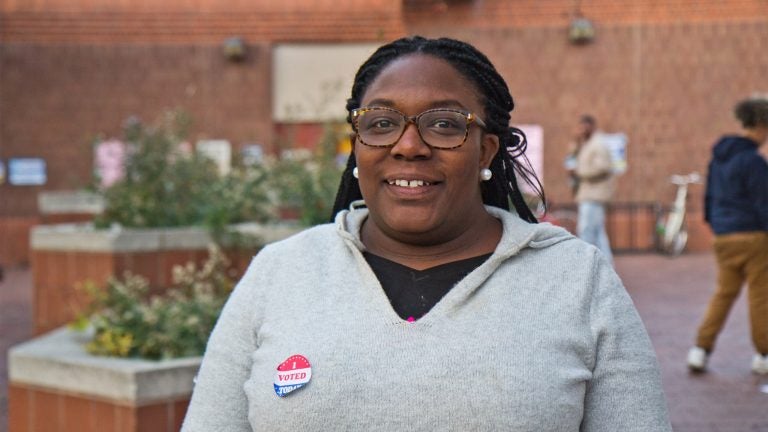 Working Families Party candidate for City Council-at-large Kendra Brooks, at East Passyunk Recreation Center in South Philly on Election Day. (Kimberly Paynter/WHYY)