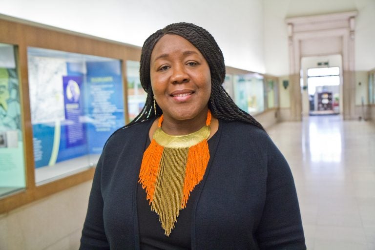 Trapeta B. Mayson is a poet, teacher and social worker based in Germantown. She was named Philadelphia’s new poet laureate Thursday at the Free Library. (Kimberly Paynter/WHYY)