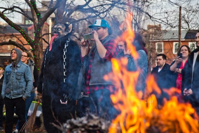 Costumed as their darker sides, Parade of Spirits participants gather at Liberty Lands Park. (Kimberly Paynter/WHYY)