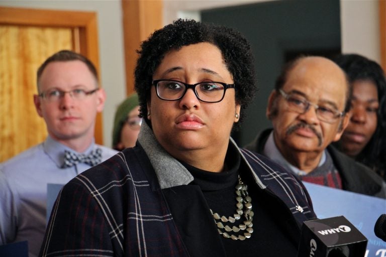 Democratic Atlantic County Freeholder Ashley Bennett announces her candidacy for U.S. Congress, vying for the seat in the 2nd District currently held by Jeff Van Drew. Van Drew was elected to his first term in 2018 as a Democrat, but he will run in 2020 as a Republican. (Emma Lee/WHYY)