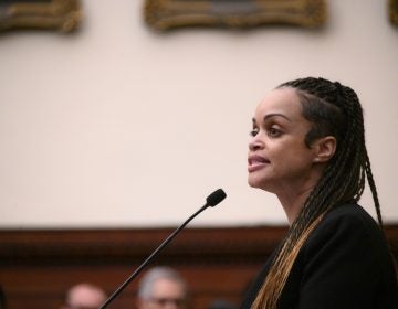 Danielle Outlaw is introduced by Mayor Jim Kenney as the new Commissioner of the Philadelphia Police Department, in December 2019. (Bastiaan Slabbers for WHYY)