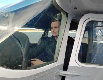 Nathan Stone, 18, is a student at FlyGATEWAY at the New Castle Airport in Delaware. The accelerated flight program wants to offer scholarships to make the pilot career more accessible. (Zoë Read/WHYY)