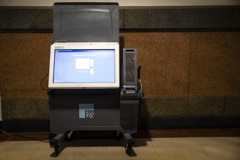 Shown is an ExpressVote XL voting machines displayed at City Hall, in Philadelphia, Wednesday, Oct. 2. (Matt Rourke/AP Photo)