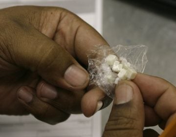 A Los Angeles Police Officer counts the number of doses of Crack cocaine,  as he files an evidence police report Tuesday, Oct. 10, 2006.  (AP Photo/Damian Dovarganes)