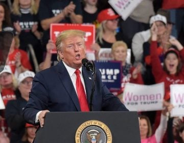 President Donald Trump speaks during a 2020 campaign rally Dec. 10, 2019, at the Giant Center in Hershey, Pennsylvania. (Matt Smith for WITF/PA Post)