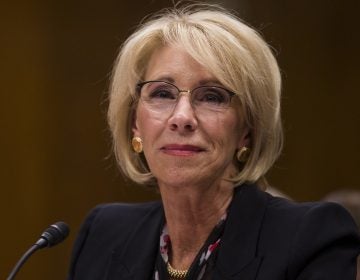 U.S. Education Secretary Betsy DeVos testifies before the Senate education committee on March 28. (Zach Gibson/Getty Images)