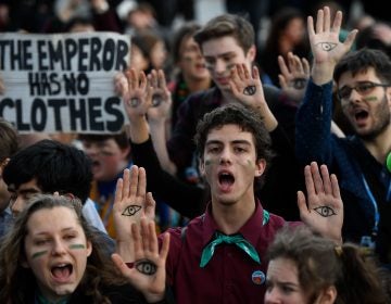 Demonstrators take part in a protest on climate emergency outside the U.N. Climate Change Conference COP25 in Madrid on Friday. (Pierre-Philippe Marcou/AFP via Getty Images)