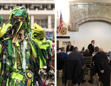 A Mummer in 2019; Judges gather for a lunch before the 2020 parade MICHAEL REEVES; MICHAELA WINBERG / BILLY PENN