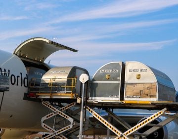 Shipping load containers on the runway at PHL (Courtesy UPS Philadelphia)