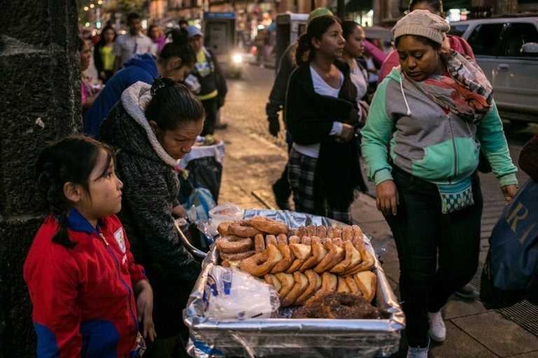 A variety of fried snacks and soft drinks are for sale in Mexico City's Centro Historico neighborhood. (Meghan Dhaliwal/for NPR)