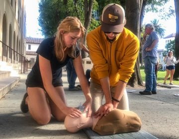 Students in Alice Henshaw's Wilderness Medical Associates CPR training course can practice on a Womanikin, designed to help trainees understand that compressions should be performed the same way on women's bodies as men's. (Courtesy of Alice Henshaw)