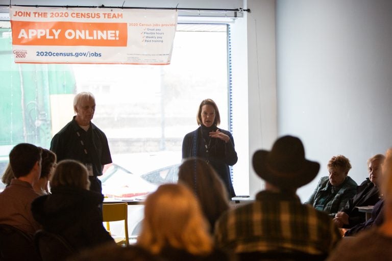 Tricia Reedy Jones (center) is a Partnership Specialist for Philadelphia Regional Census Center. She came to Royersford for a recruitment information session for census takers on Jan. 4, 2020. (Emily Cohen for WHYY)