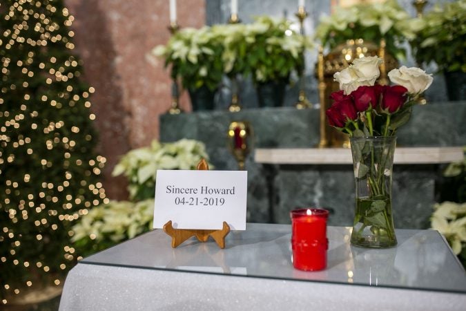A memorial to commemorate Sincere Howard at Parish of the Cathedral in Camden, NJ on Monday, December 30, 2019. The 22 hours Vigil was held to commemorate the 24 murders in Camden City in the year 2019. (Miguel Martinez for WHYY).