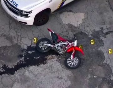 Evidence markers are pictured at the scene on Whitaker Avenue where David Jones was shot and killed by Philadelphia Police Officer Ryan Pownall