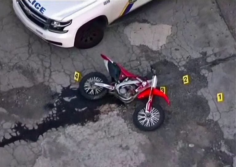 Evidence markers are pictured at the scene on Whitaker Avenue where David Jones was shot and killed by Philadelphia Police Officer Ryan Pownall