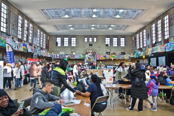 Volunteers gathered at Girard College in Philadelphia for the 2020 MLK Day of Service, the largest Martin Luther King Jr. event in the country. (Kimberly Paynter/WHYY)