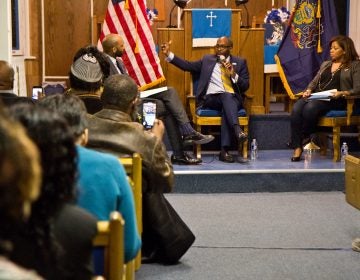 Philadelphia’s First Immanuel Baptist Church in Sharswood hosted a Black Voices for Trump roundtable with Paris Dennard, a conservative speaker, and Kamiliah Prince, the RNC’s director of African-American engagement. (Kimberly Paynter/WHYY)