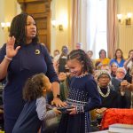 Democratic Delaware County Councilperson Monica Taylor is sworn into office on January 6, 2020. (Kimberly Paynter/WHYY)