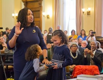 Democratic Delaware County Councilperson Monica Taylor is sworn into office on January 6, 2020. (Kimberly Paynter/WHYY)