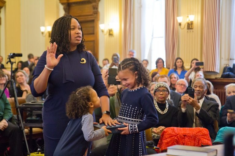 Democratic Delaware County Councilperson Monica Taylor is sworn into office on January 6, 2020. (Kimberly Paynter/WHYY)