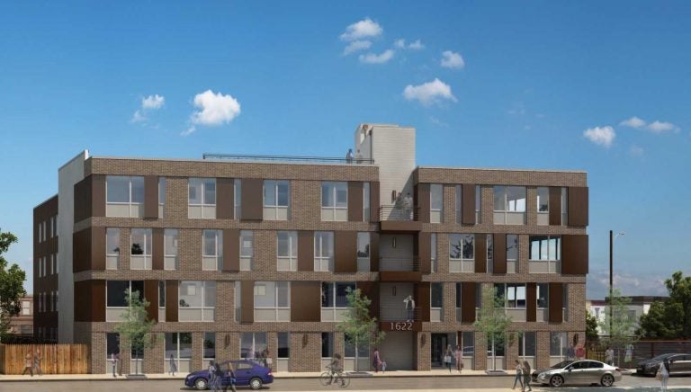 An artist's rendering of an apartment complex planned for Point Breeze Avenue. (Ori Feibush)