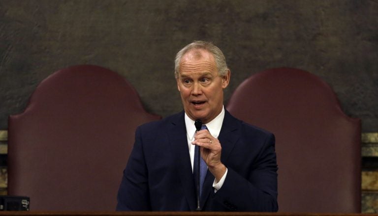 House Speaker Mike Turzai, R-Allegheny, addresses the House chamber after taking the oath of office Tuesday Jan. 1, 2019 in Harrisburg. (Jacqueline Larma/AP Photo)