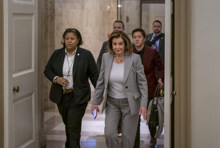 Speaker of the House Nancy Pelosi, D-Calif., arrives at the Capitol in Washington, Friday, Jan. 10, 2020. (J. Scott Applewhite/AP Photo)