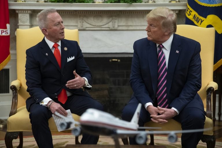 In this Dec. 19, 2019 photo, President Donald Trump, right, meets with Rep. Jeff Van Drew in the Oval Office of the White House in Washington. (Evan Vucci/AP Photo)