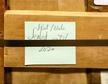 The crate pictured housed the collection for over 60 years and held a post-it note that read, 'Eliot/Hale, sealed until 2020.' (Shelley Szwast/courtesy of Princeton University Library)
