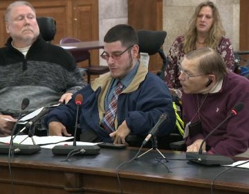Steve Gruzlovic (center) of the Statewide Independent Living Council testified Thursday. (NJTV News)