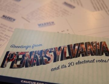 Postcard writing in groups has allegedly gained popularity since the election of President Donald Trump. (Ximena Conde/WHYY)
