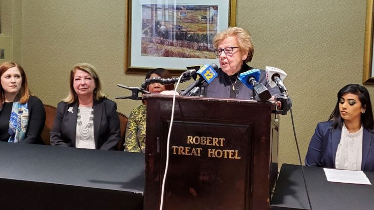 State Sen. Loretta Weinberg at press conference Thursday (NJ Spotlight)