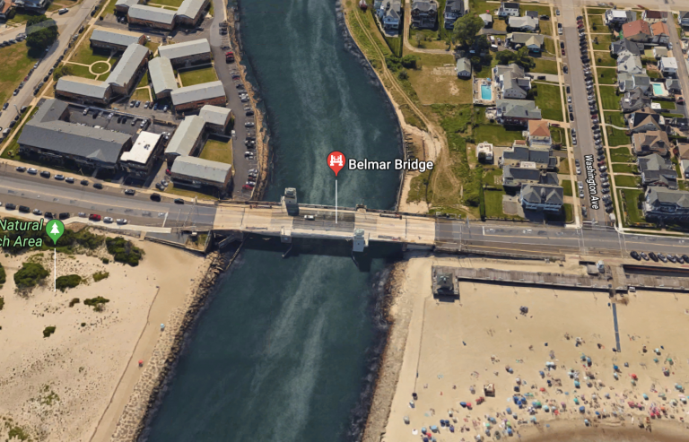 Aerial image of the Ocean Avenue Shark River Bridge. (Google Maps)
