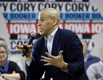 FILE - In this Jan. 9, 2020 file photo, Democratic presidential candidate, Sen. Cory Booker, D-N.J., speaks during a campaign event in North Liberty, Iowa. Booker has dropped out of the presidential race after failing to qualify for the December primary debate. (AP Photo/Patrick Semansky)