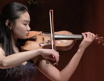 Violinist Angela Sin Ying Chan performs on stage at Curtis.