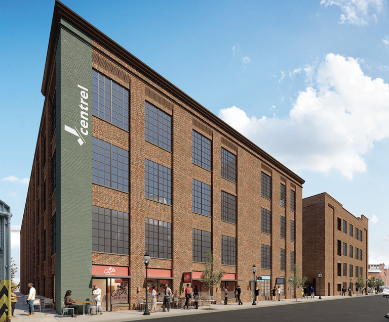 Shift Capital is redeveloping this former textile mill on Kensington Avenue into affordable workspaces, residences, and retail space. Telehealth will be one amenity offered to renters. (Shift Capital)
