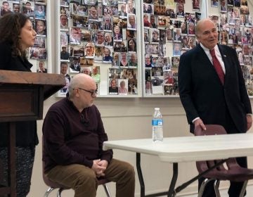 Former PA governor Ed Rendell (right) commits to being a volunteer escort alongside Safehouse leaders Jose Benitez and Ronda Goldfein (MICHAELA WINBERG / BILLY PENN)