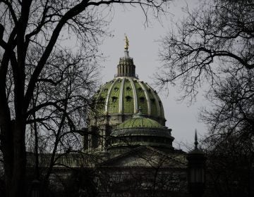 The dome of the Pennsylvania Capitol is visible in Harrisburg.