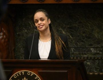 Danielle Outlaw during a press conference where she was introduced as the new Commissioner of the Philadelphia Police Department at City Hall in Philadelphia on Dec. 30, 2019. (Bastiaan Slabbers for WHYY) 